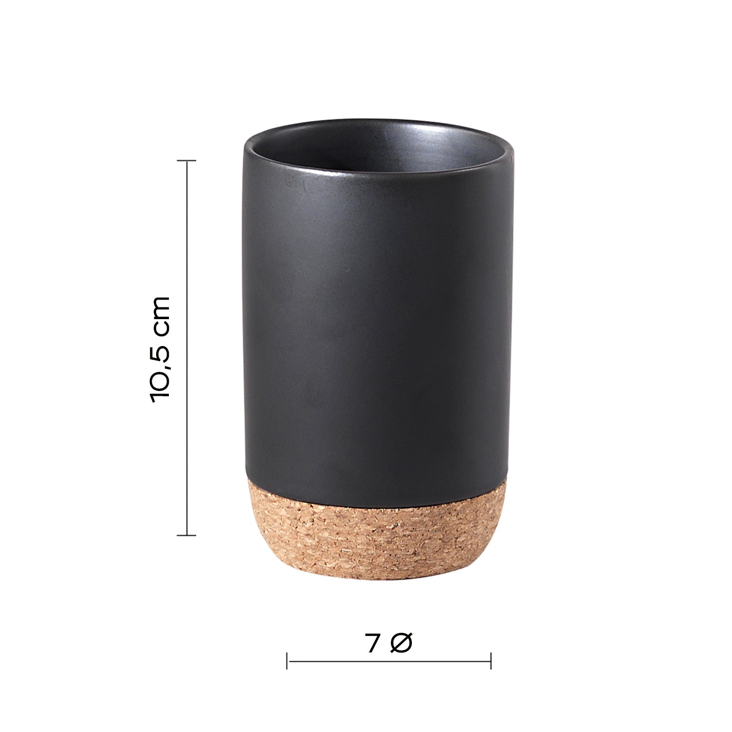  Portaspazzolini in ceramica e sughero Gedy serie Ilary - Nero