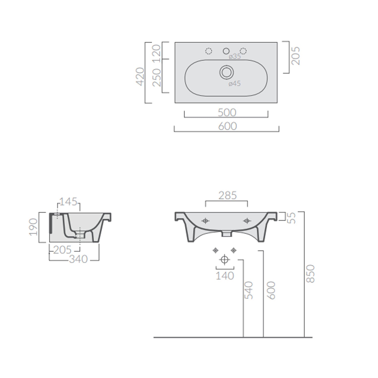  Lavabo sospeso in ceramica serie M2/Eden di Ceramica Galassia - Bianco lucido 60x42cm by CeramicStore | Lo specialista del tuo bagno