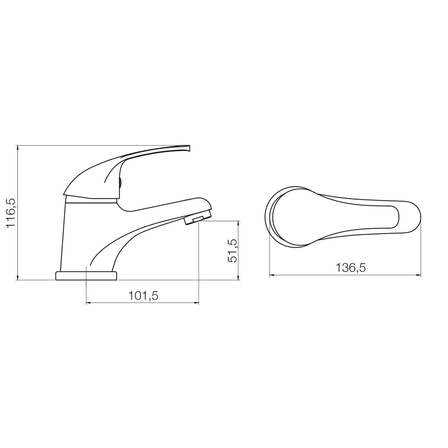 Rubinetto miscelatore monocomando cromato per lavabo RubiFlux Blu 2.0 2
