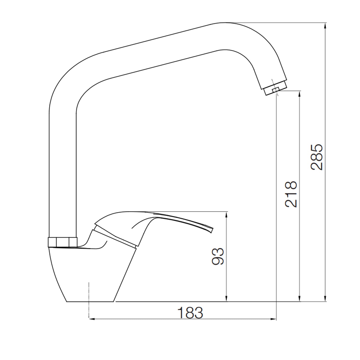 Rubinetto miscelatore monocomando cromato per lavello RubiFlux Blu 2.0 con canna alta quadra 2
