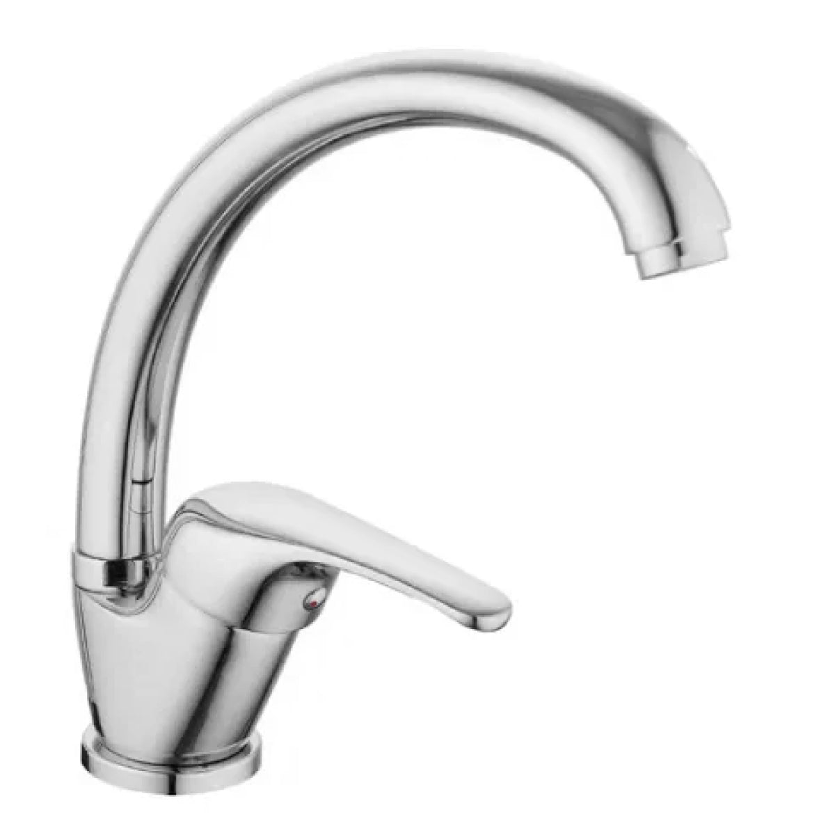 Rubinetto miscelatore monocomando cromato per lavello RubiFlux Blu 2.0 con canna alta snodata