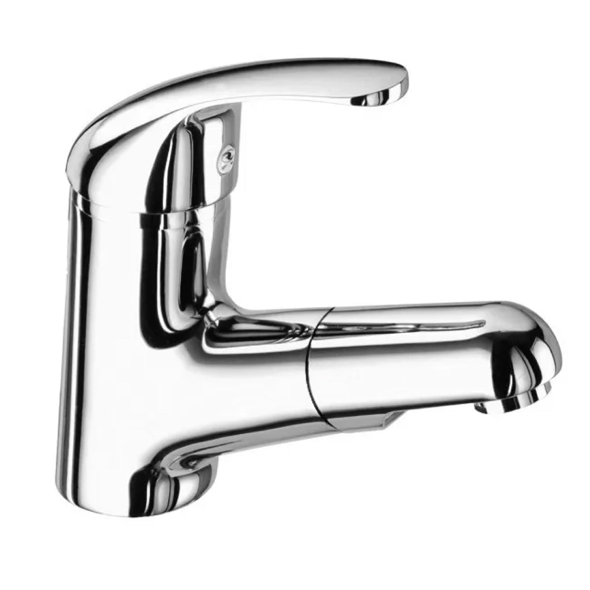 Rubinetto miscelatore monocomando cromato per lavabo con doccia estraibile RubiFlux Blu 2.0