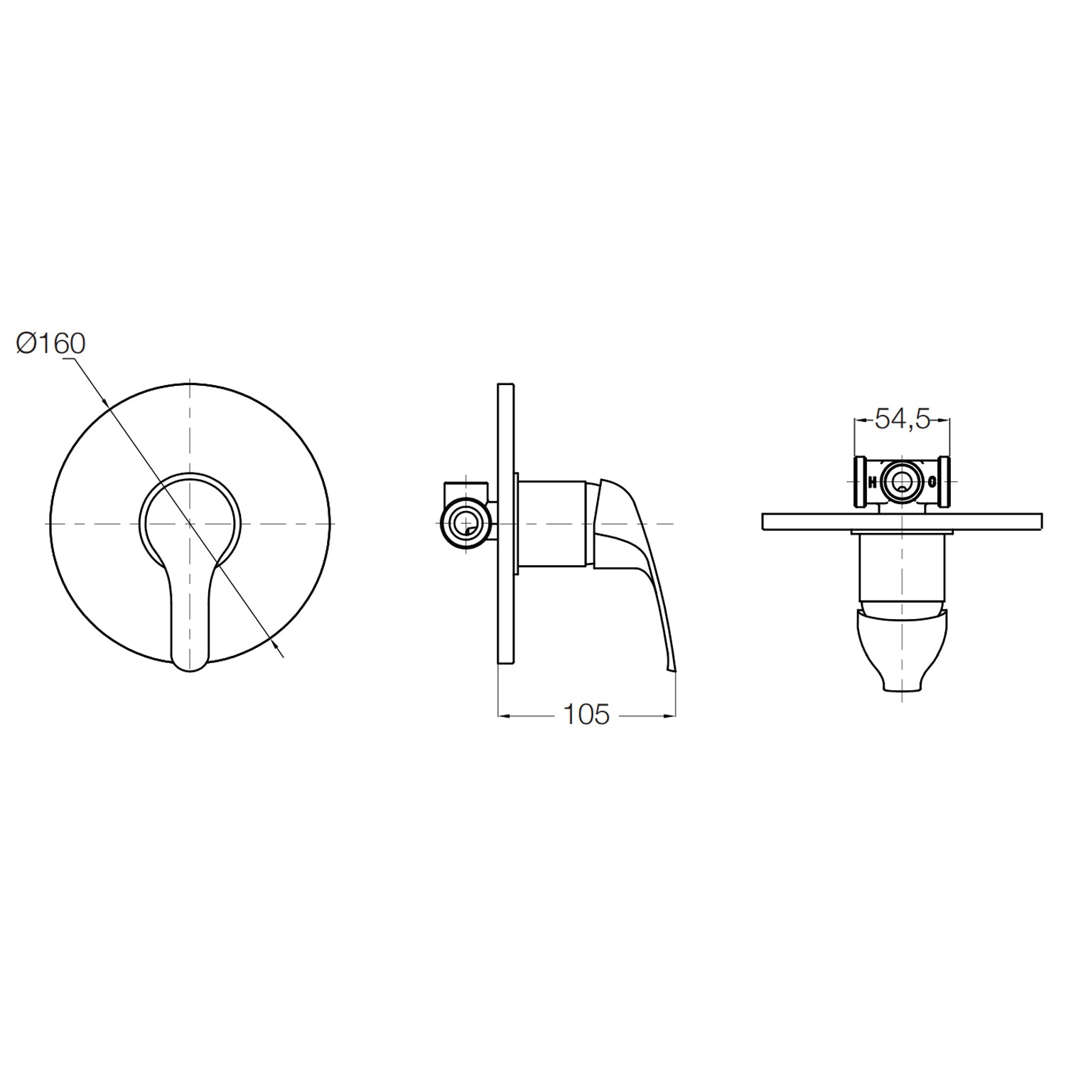 Rubinetto miscelatore monocomando incasso doccia cromato RubiFlux Blu 2.0 2