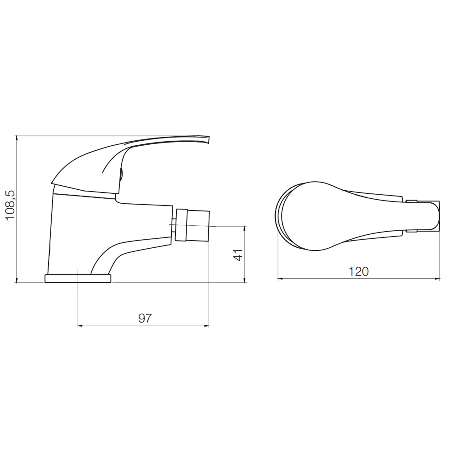 Rubinetto miscelatore monocomando cromato per bidet RubiFlux Blu 2.0 2