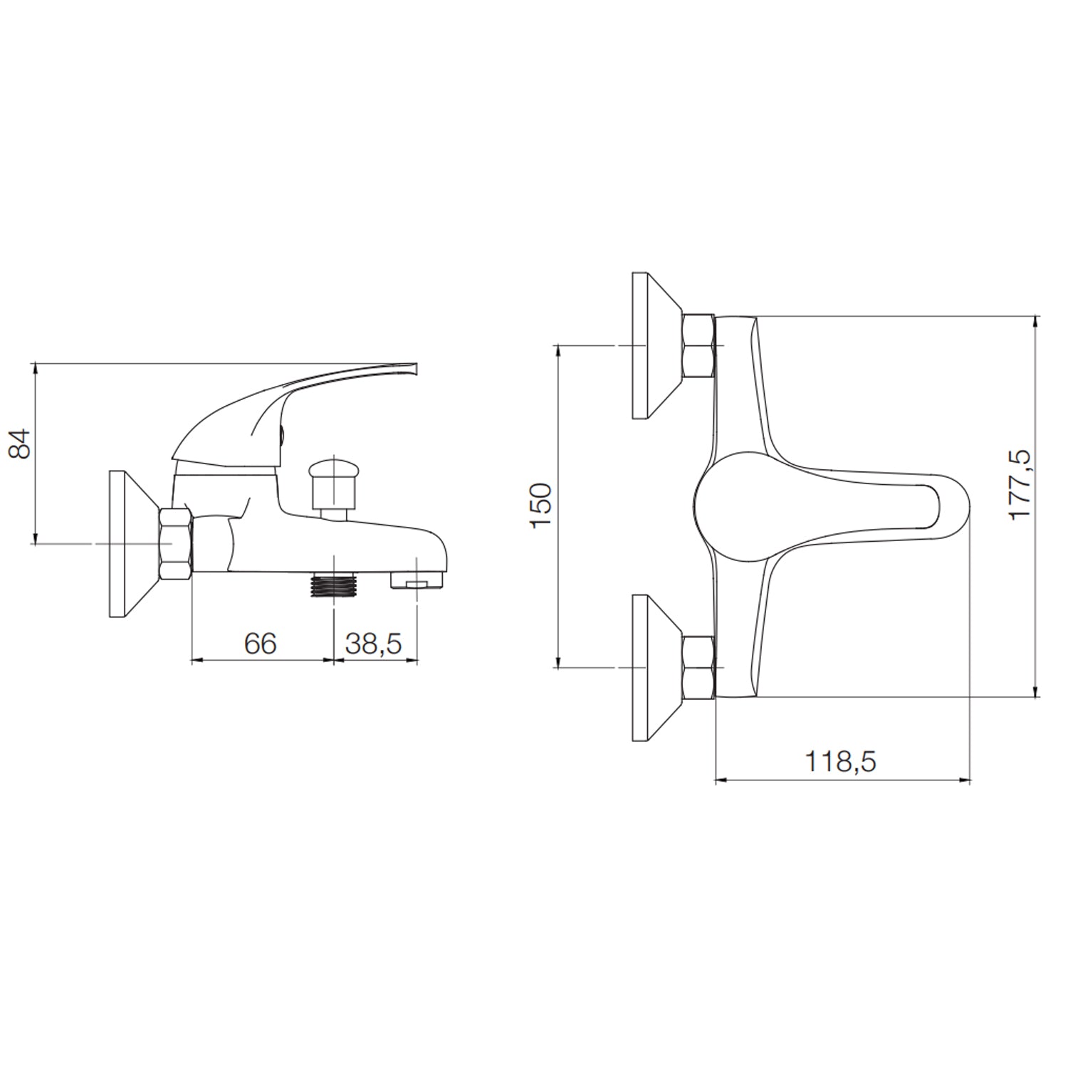 Rubinetto miscelatore monocomando per vasca esterno con doccia RubiFlux Blu 2.0 2