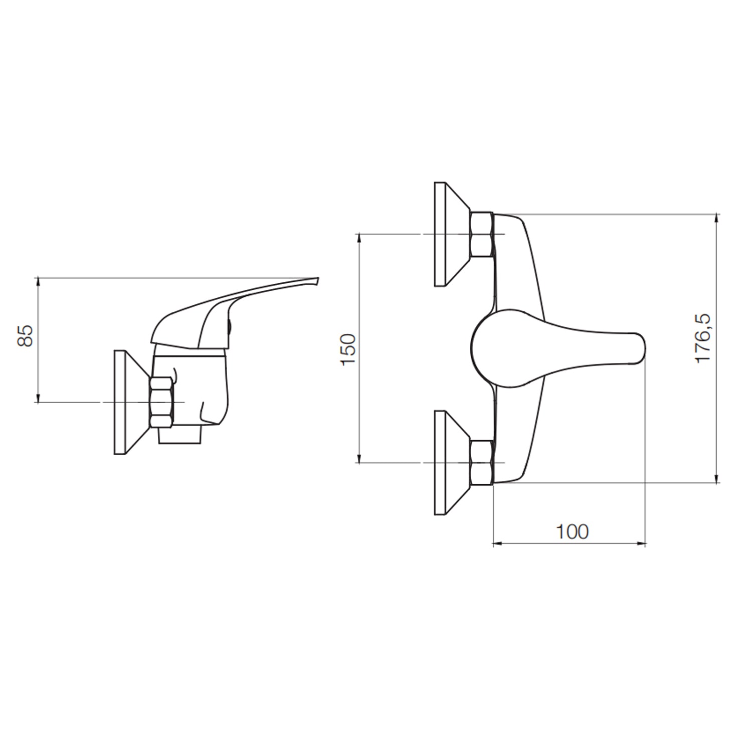 Rubinetto miscelatore monocomando esterno doccia RubiFlux Blu 2.0 2
