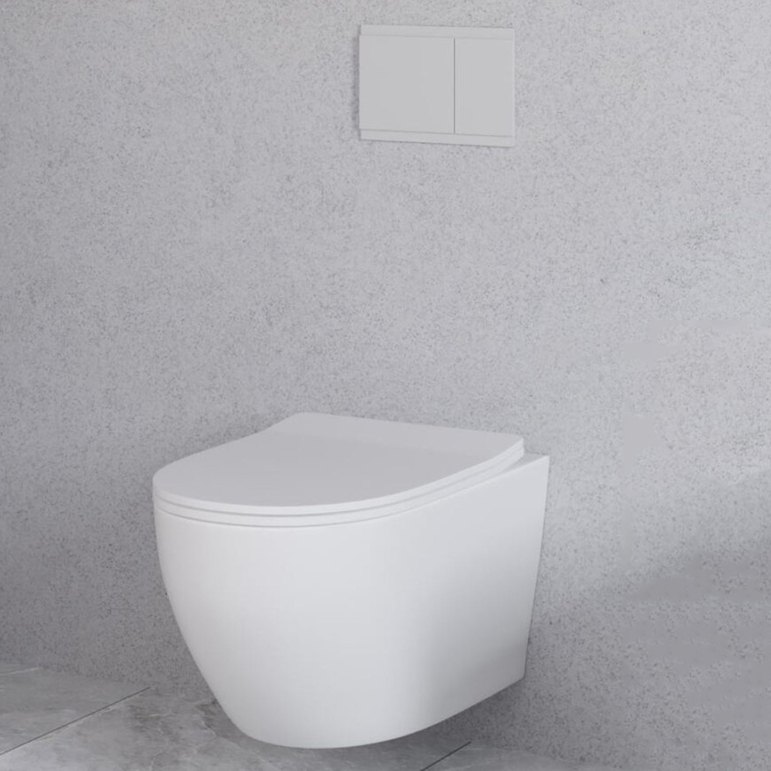 Vaso sospeso senza brida con Copriwater Soft Close BathCore serie Aria 52x37 cm - Bianco Opaco