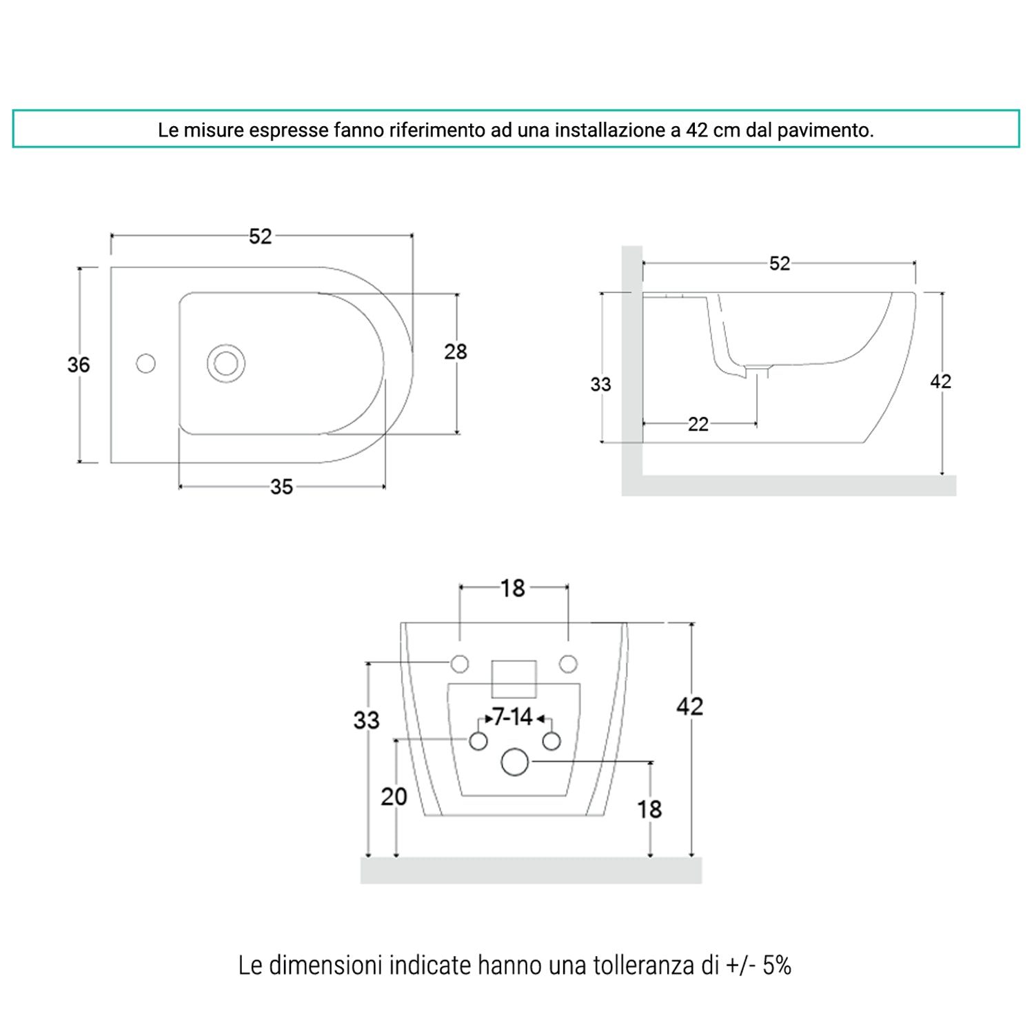  Sanitari sospesi senza brida con Copriwater Soft Close BathCore serie Aria 52x37 - Nero Opaco
