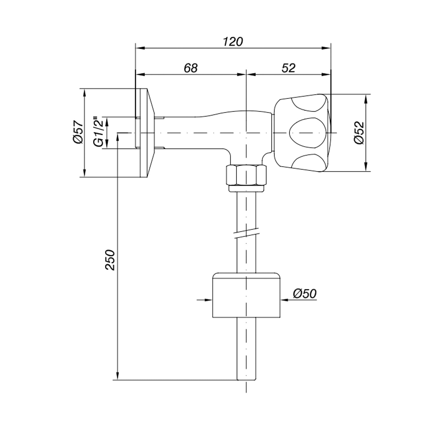 Rubinetto per orinatoio tipo pesante RubiFlux - Cromo 2