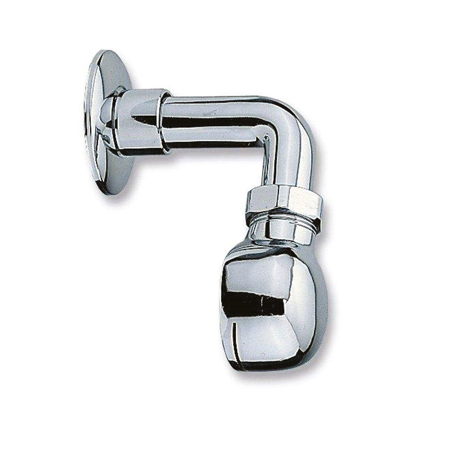 Curva di alimentazione per orinatoio con spartiacqua RubiFlux - Cromo