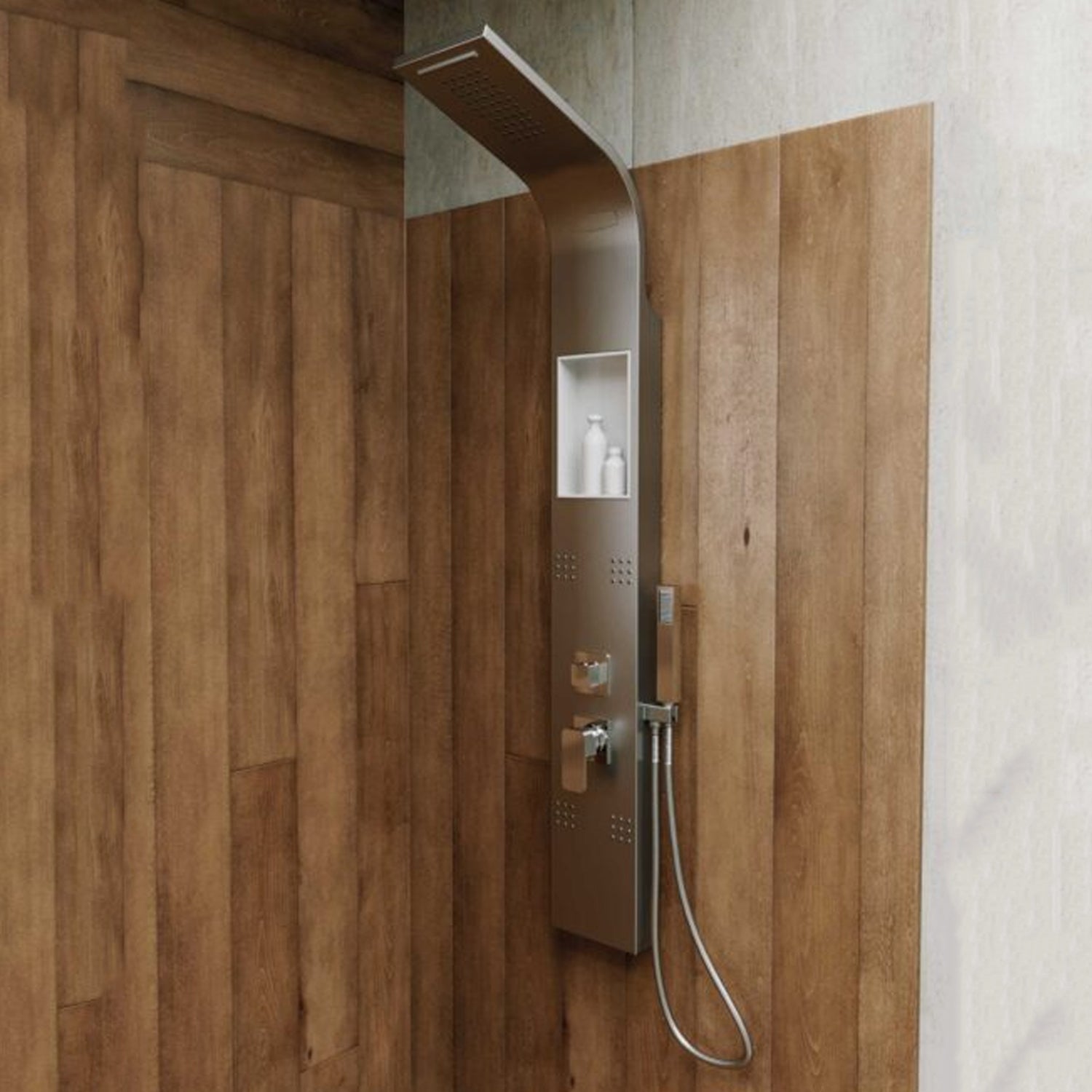 Pannello doccia multifunzione DocciaGo serie Kate in acciaio inox 20x150x45 cm - Spazzolato