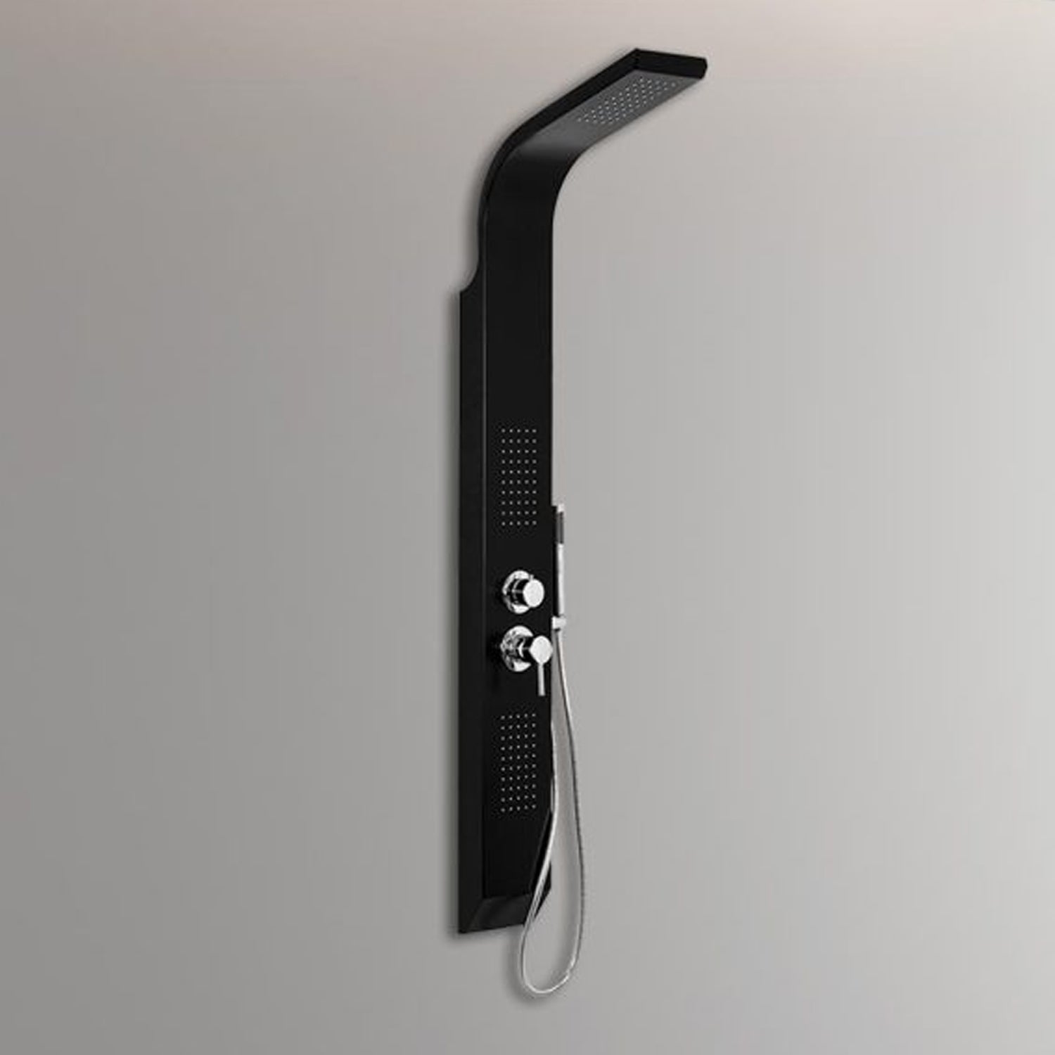 Pannello doccia multifunzione DocciaGo serie Lisa in alluminio 16x150x50 cm - Nero Opaco