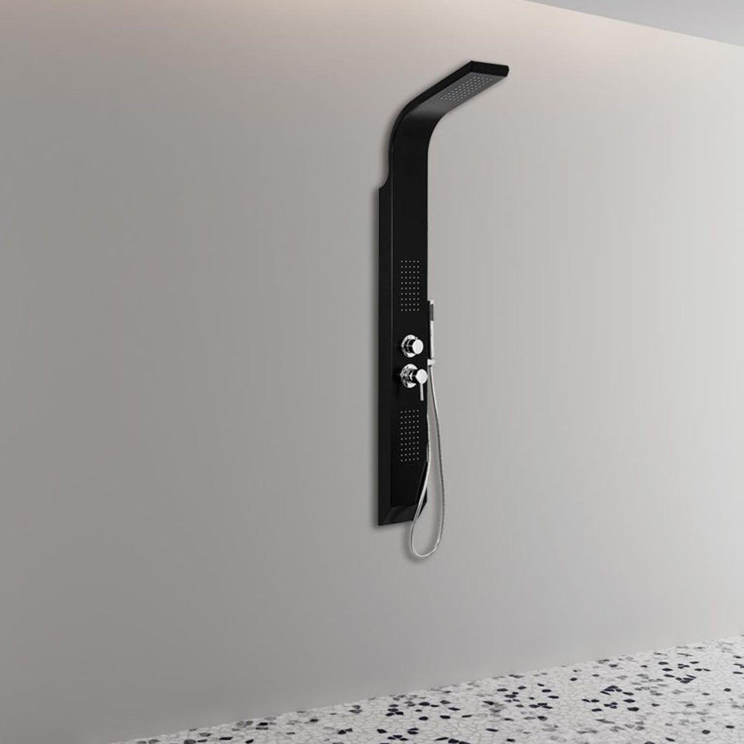 Pannello doccia multifunzione DocciaGo serie Lisa in alluminio 16x150x50 cm - Nero Opaco 3