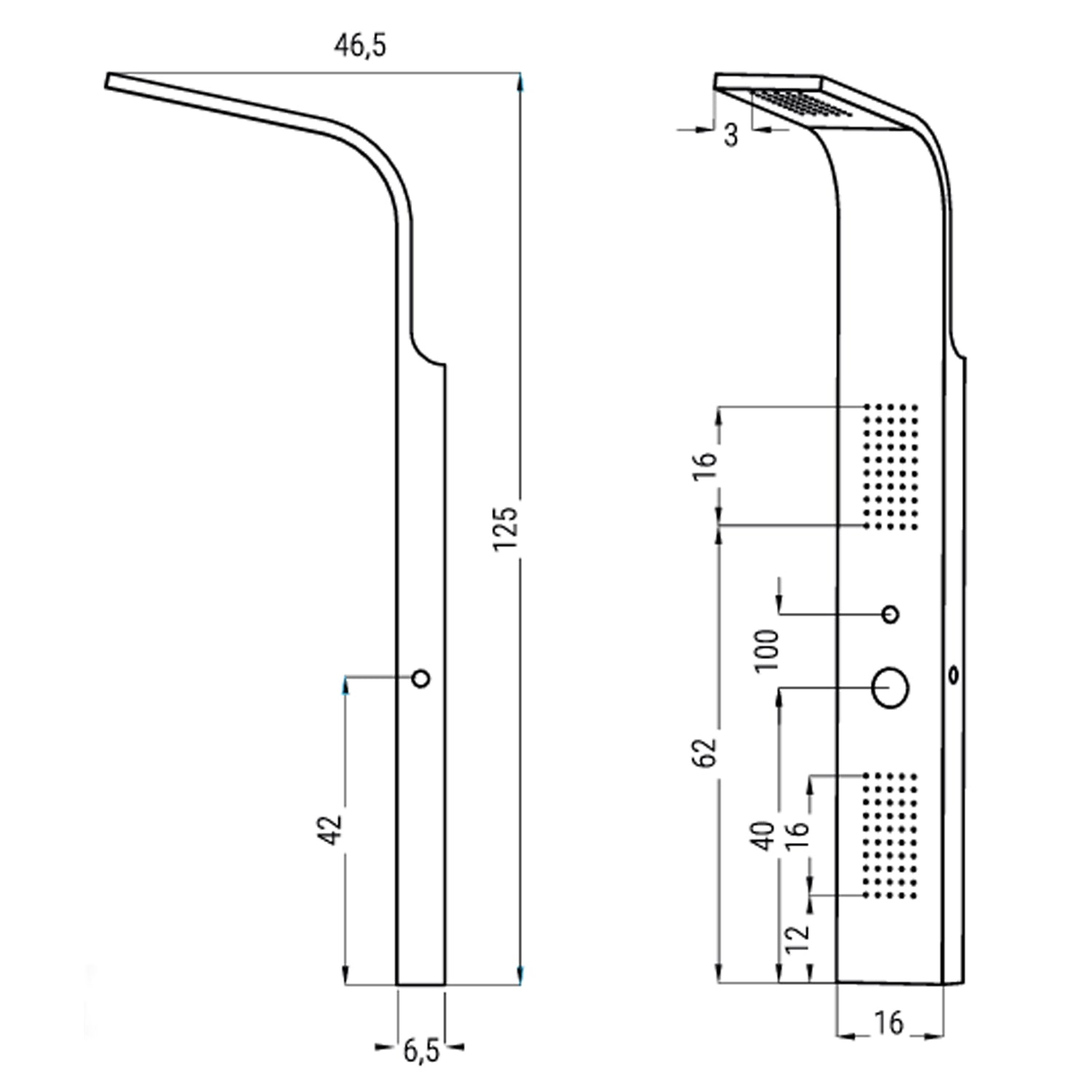 Pannello doccia multifunzione DocciaGo serie Tammy in acciaio inox 16x125x46,5 cm - Spazzolato 2