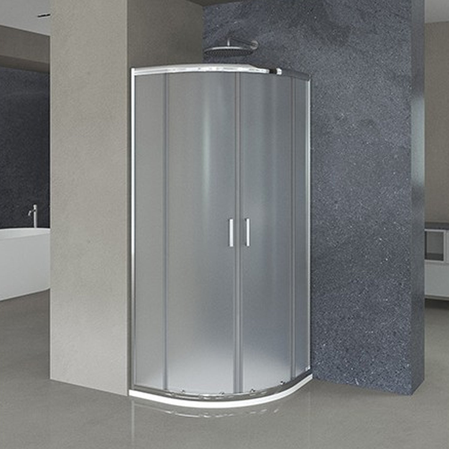 892136 - Box doccia semicircolare Modello Apollo con ante scorrevoli stampato C per piatto 90 cm - DocciaGo