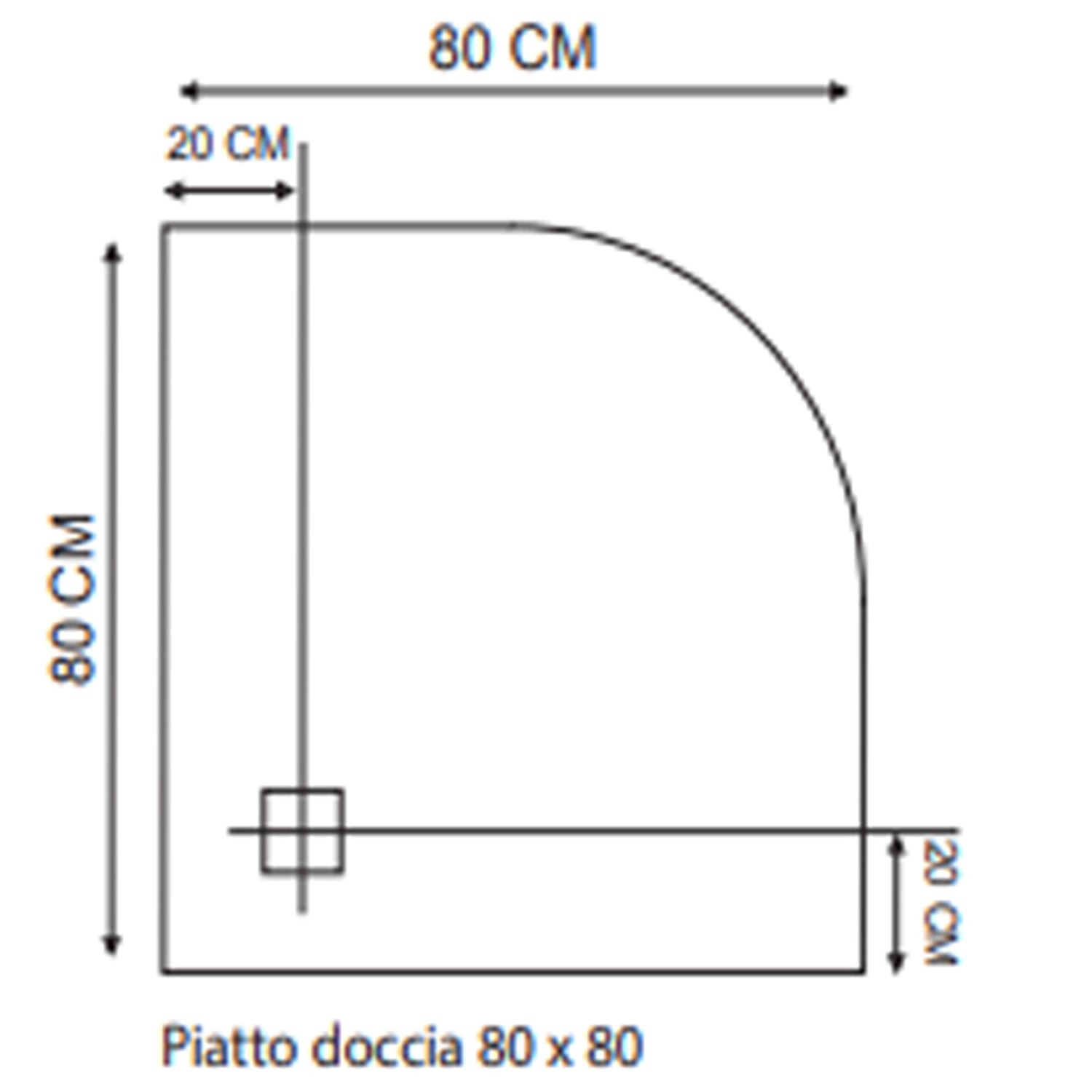 890015 - Piatto doccia semicircolare cm 80x80 in resina effetto pietra - Finitura bianca 2