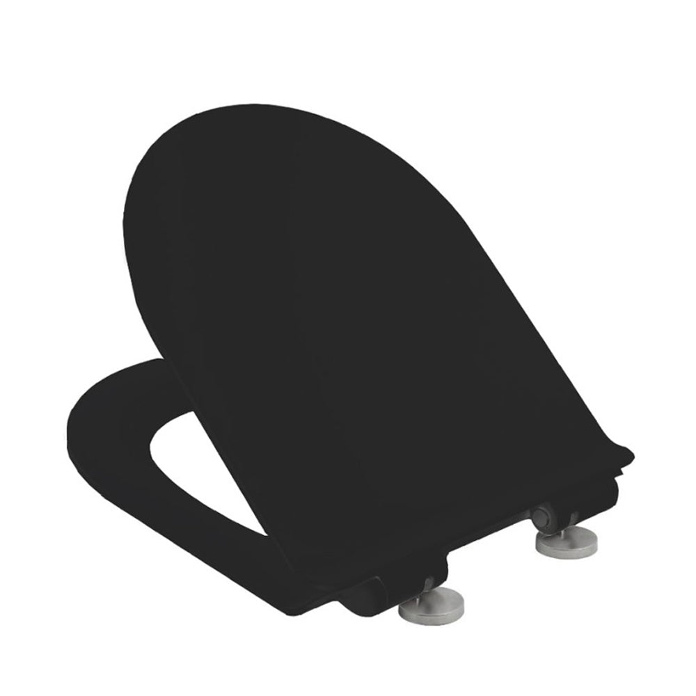 Copriwater flat soft close a sgancio rapido in termoindurente  per vasi serie LineaM Bathcore - Nero Opaco