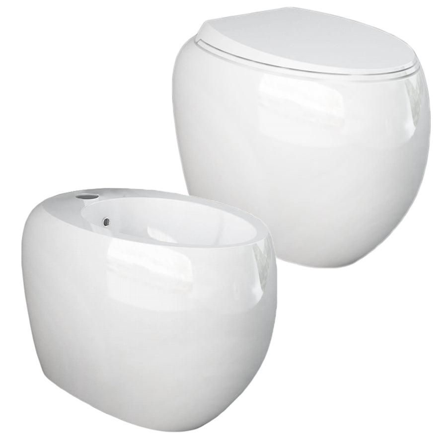  Coppia di sanitari filomuro con wc senza brida modello Cloud di Rak Ceramics compreso coprivaso cm 56