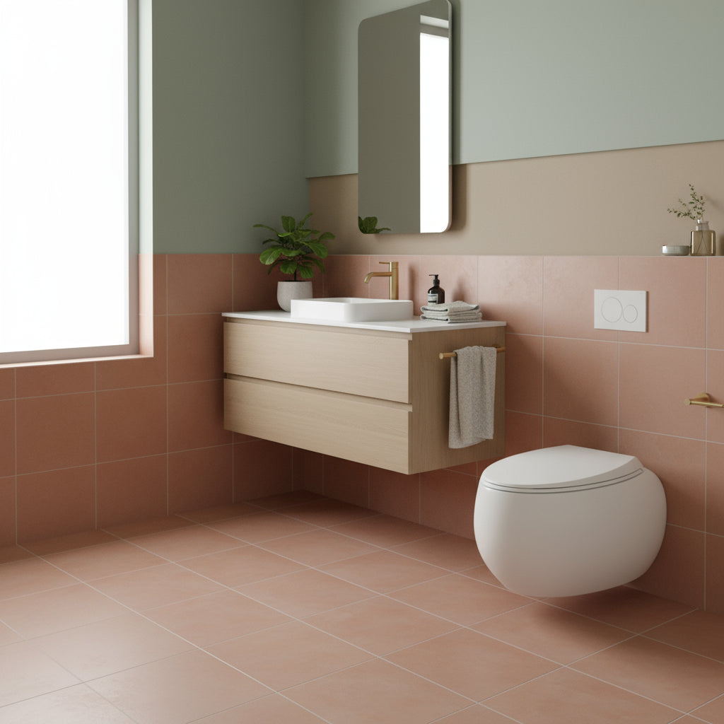  Coppia di sanitari sospesi con wc senza brida modello Cloud di Rak Ceramics compreso coprivaso cm 56 Bianco Opaco