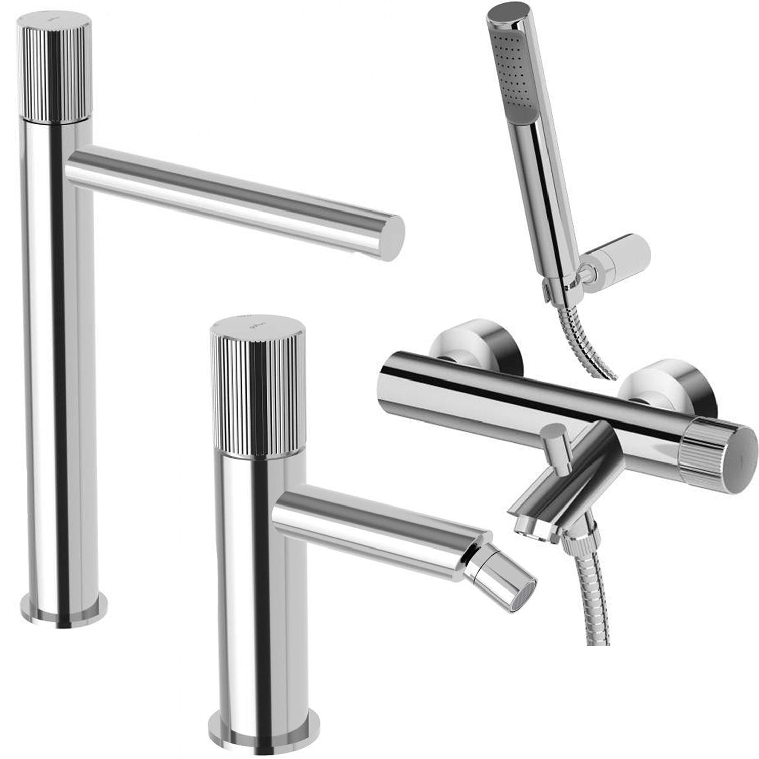 Set di miscelatori lavabo alto-bidet-vasca con doccetta Paffoni Jo Cromato by CeramicStore | Lo specialista del tuo bagno