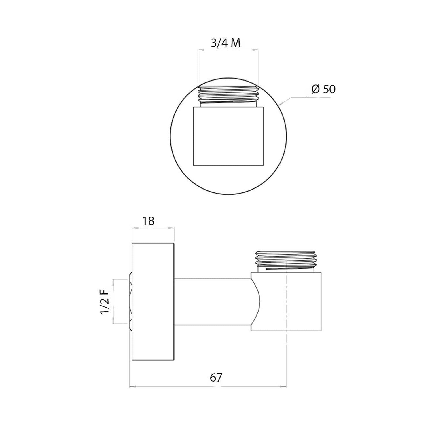  Supporto inferiore con presa acqua per colonna esterno doccia nichel opaco by CeramicStore | Lo specialista del tuo bagno
