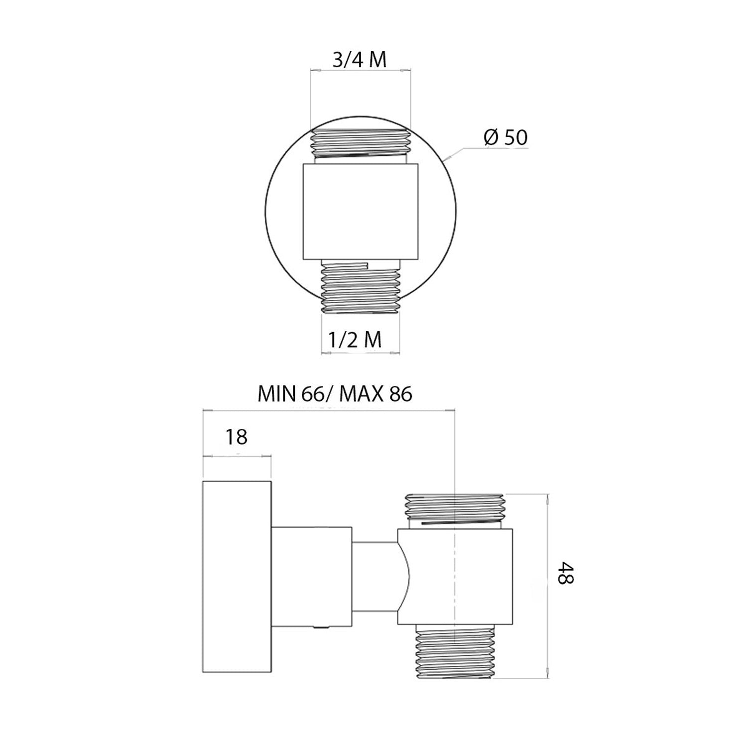  Supporto inferiore con attacco flessibile per colonna doccia esterno oro by CeramicStore | Lo specialista del tuo bagno