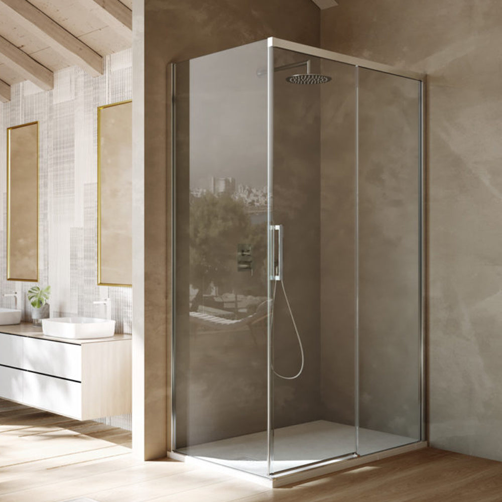 Box doccia rettangolare con apertura scorrevole verso destra cm 120x80 modello Lauren in cristallo temperato mm 8 by CeramicStore | Lo specialista del tuo bagno