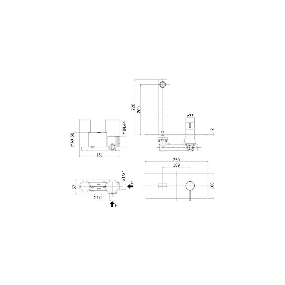  Miscelatore lavabo a parete serie Rock modello RO104ST steel looking Paffoni by CeramicStore | Lo specialista del tuo bagno