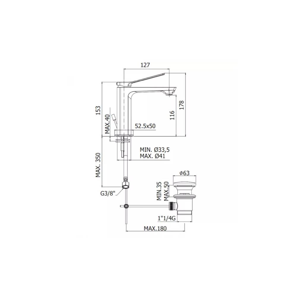  Miscelatore lavabo con scarico automatico serie Tilt modello TI075ST steel looking Paffoni. by CeramicStore | Lo specialista del tuo bagno