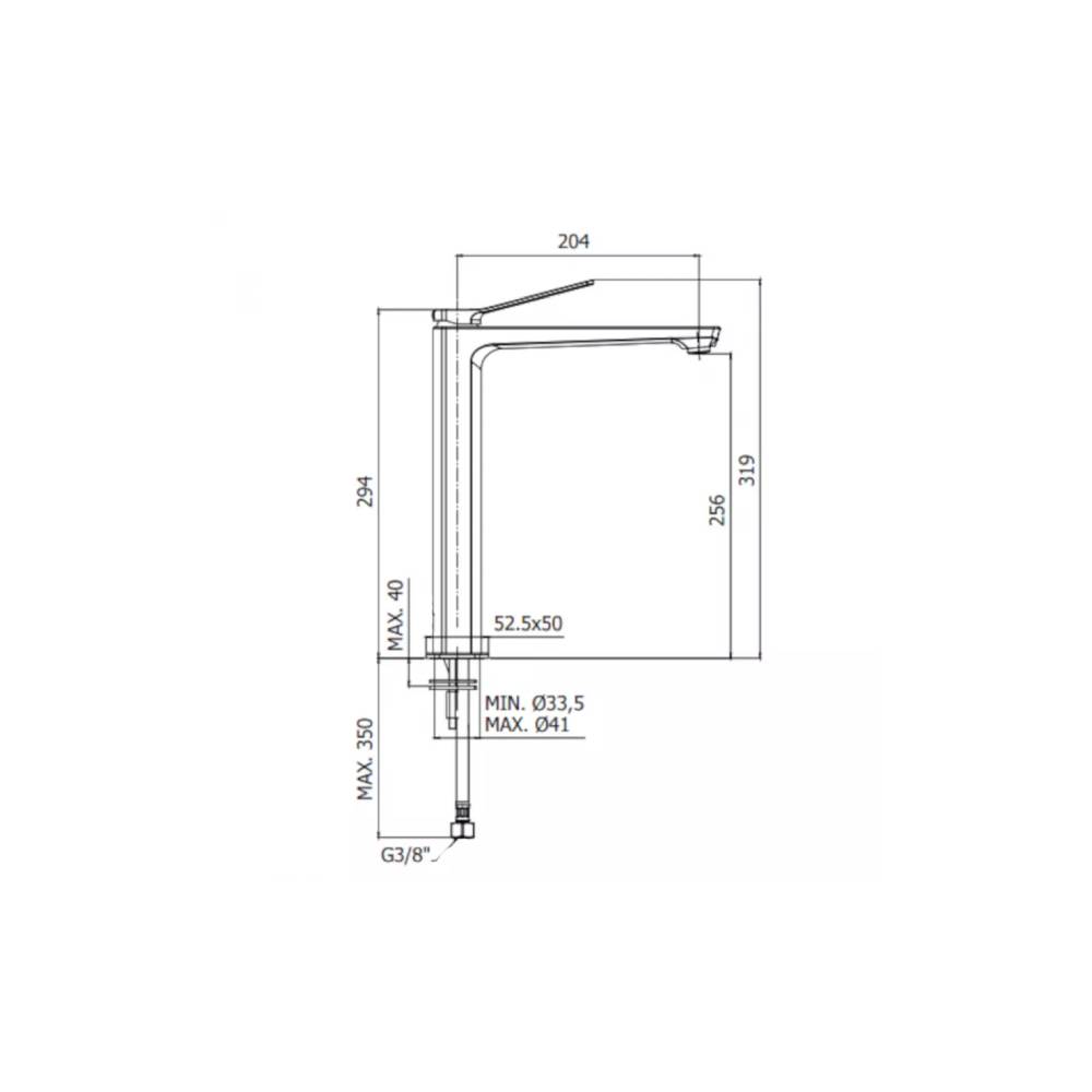  Miscelatore da lavabo prolungato serie Tilt modello TI081ST steel looking Paffoni by CeramicStore | Lo specialista del tuo bagno