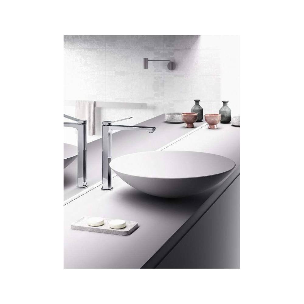  Miscelatore da lavabo con sistema di scarico serie Tilt modello TI085ST steel looking Paffoni by CeramicStore | Lo specialista del tuo bagno
