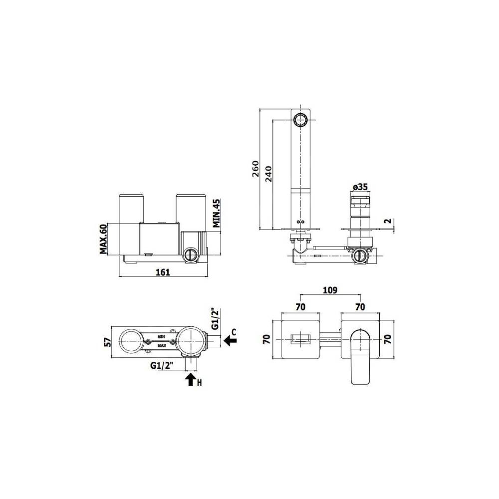  Miscelatore ad incasso per lavabo serie Tilt modello TI106ST70 steel looking Paffoni by CeramicStore | Lo specialista del tuo bagno
