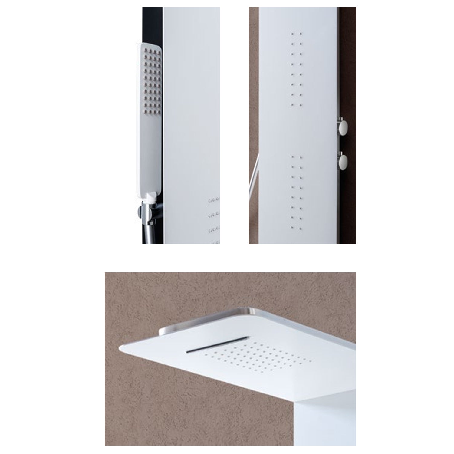 Pannello doccia idromassaggio Monte Bianco acciaio inox bianco miscelatore incasso a 3 vie 5