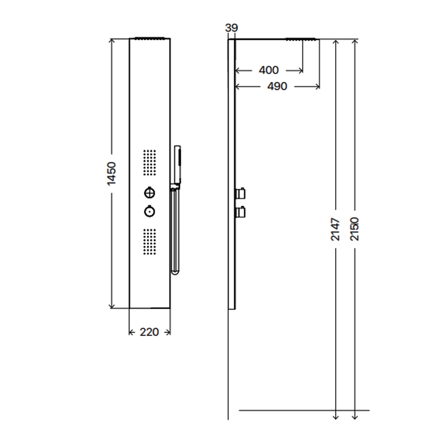 Pannello doccia idromassaggio Caorle acciaio inox miscelatore incasso a 3 vie 4