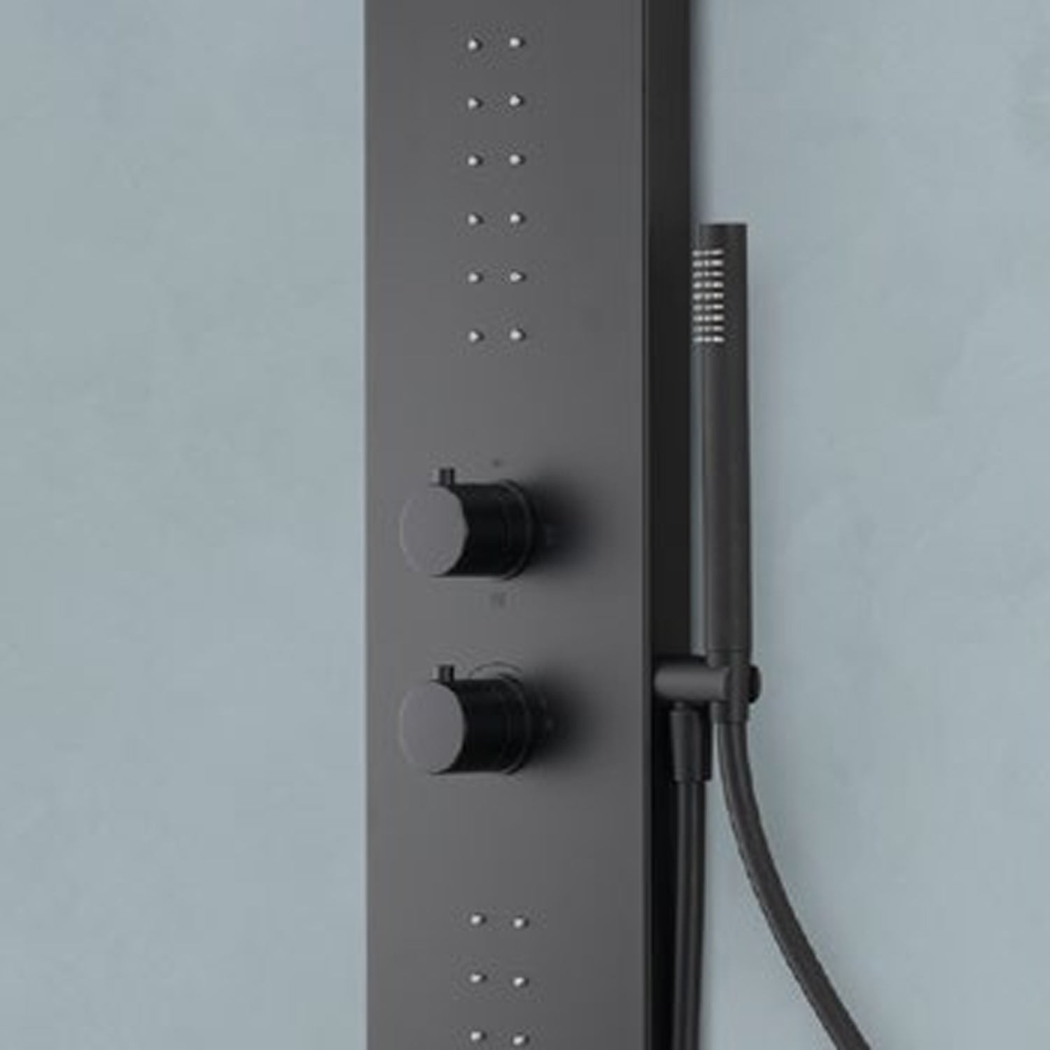 Pannello doccia idromassaggio Jesolo acciaio inox nero opaco miscelatore incasso a 3 vie 2