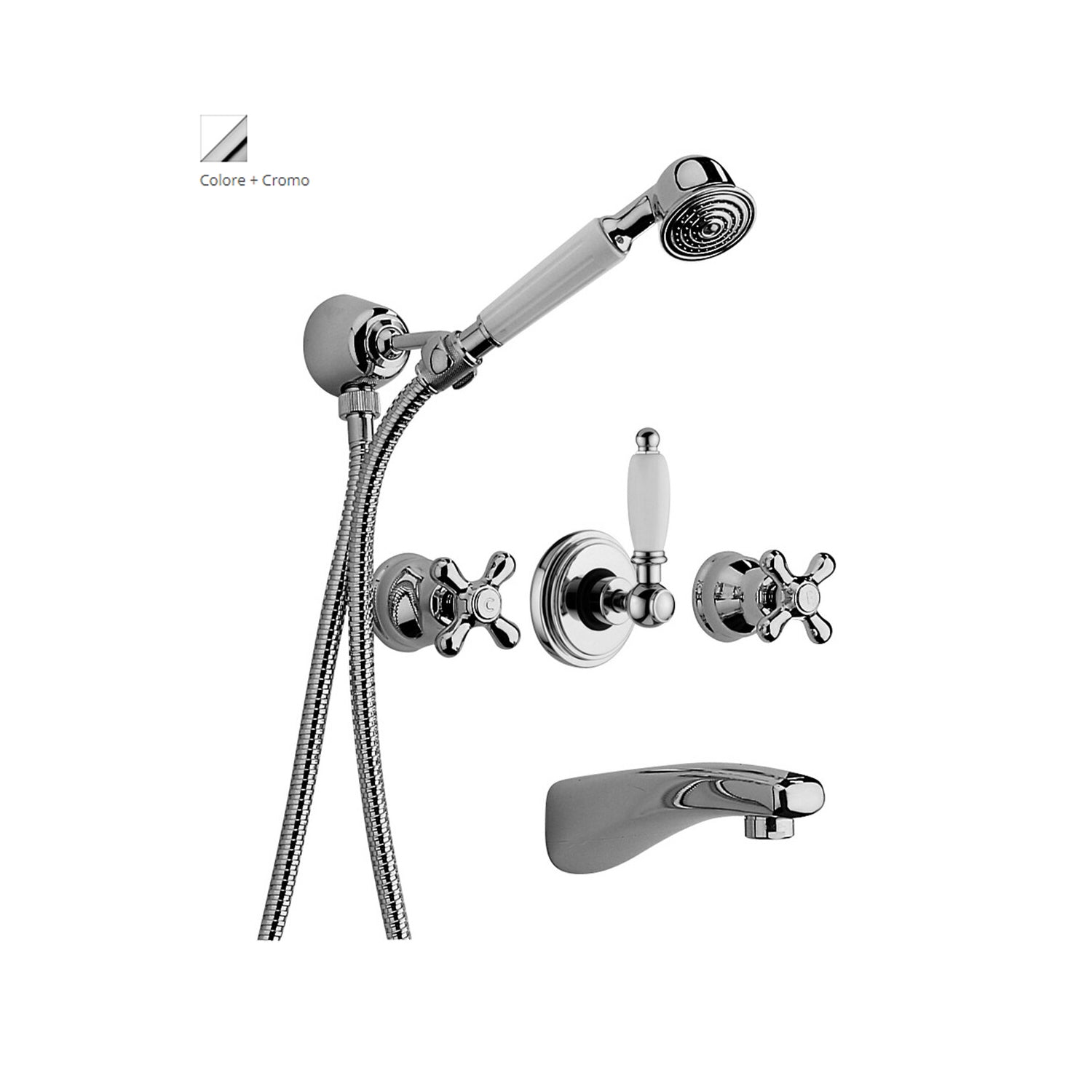 Gruppo vasca/doccia incasso con doccino Paffoni serie Iris - Bianco by CeramicStore | Lo specialista del tuo bagno