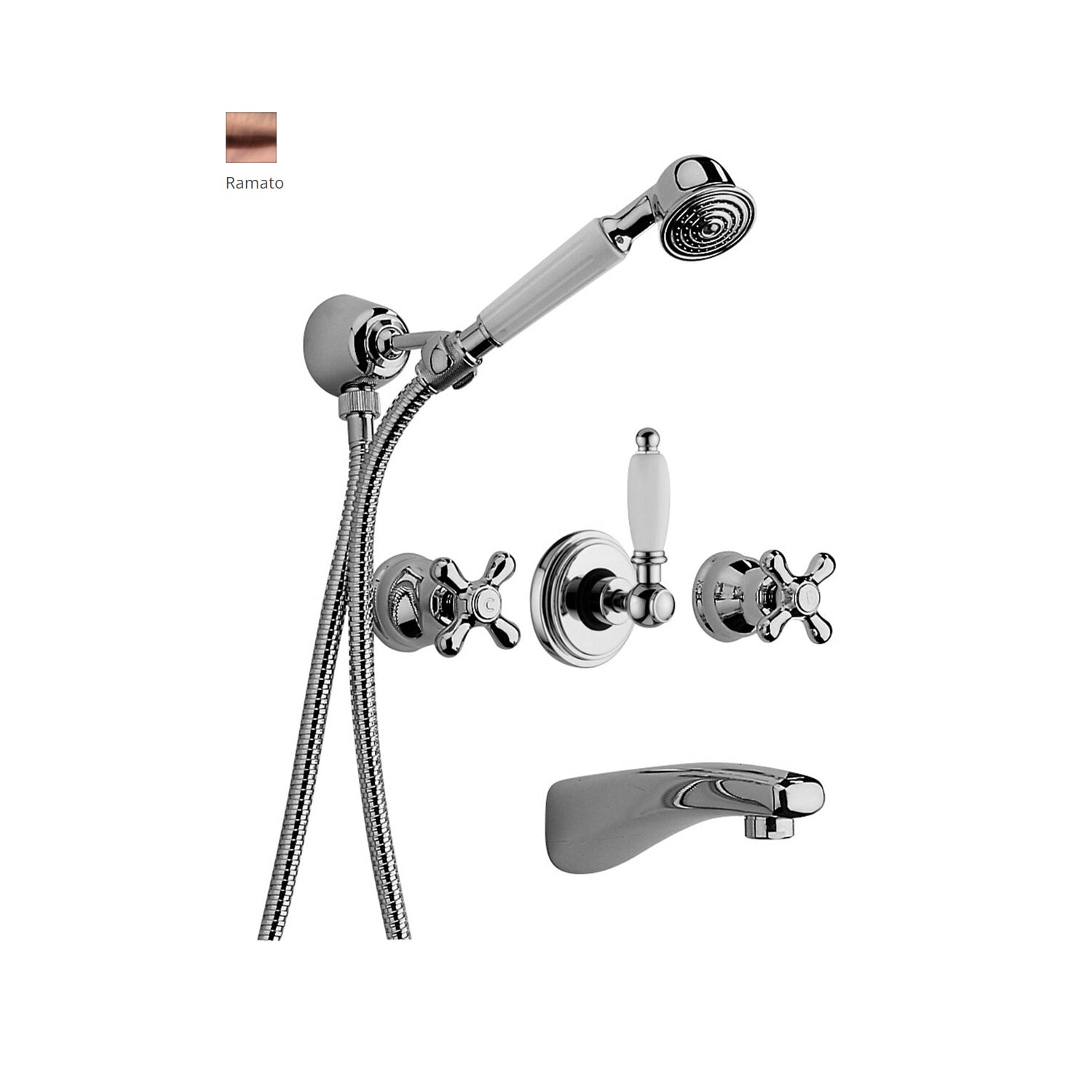 Gruppo vasca/doccia incasso con doccino Paffoni serie Iris - Ramato by CeramicStore | Lo specialista del tuo bagno