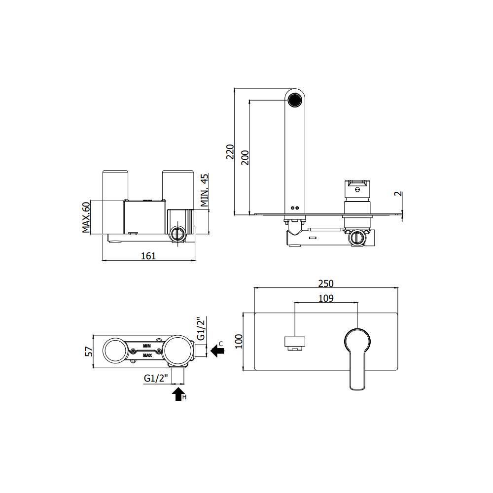  Miscelatore lavabo ad incasso 2 Fori serie Red modello RED104CR cromo Paffoni by CeramicStore | Lo specialista del tuo bagno