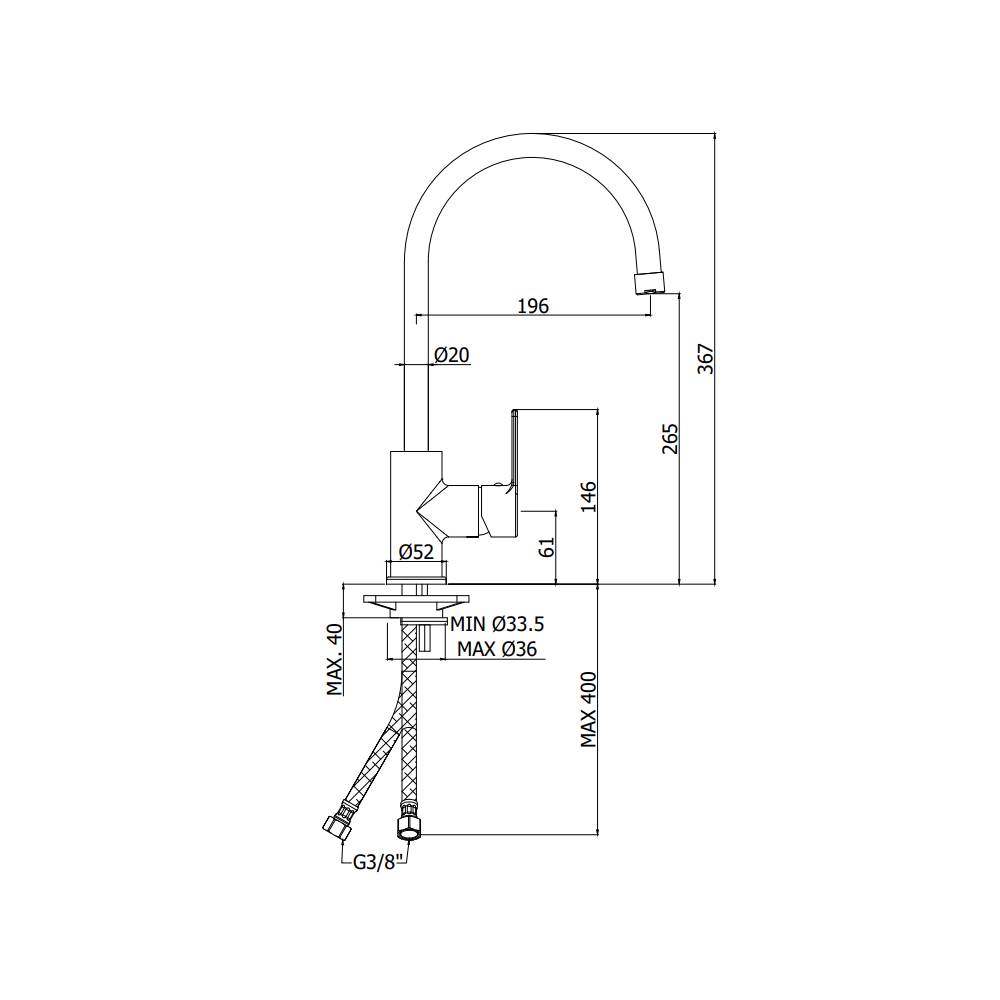  Miscelatore lavello canna tubo Ombrello small serie Red modello RED181CR cromato Paffoni by CeramicStore | Lo specialista del tuo bagno