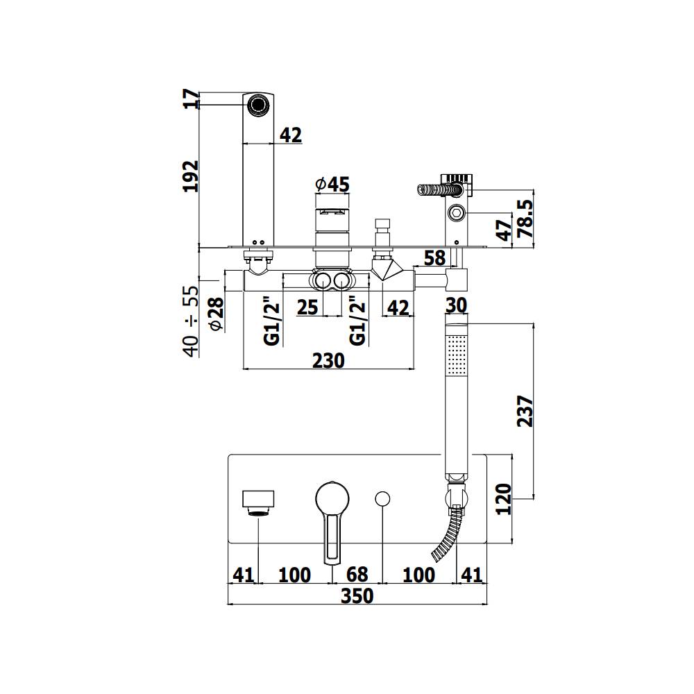  Miscelatore vasca a incasso a parete con doccia duplex serie Ringo modello RIN001CR cromo Paffoni by CeramicStore | Lo specialista del tuo bagno