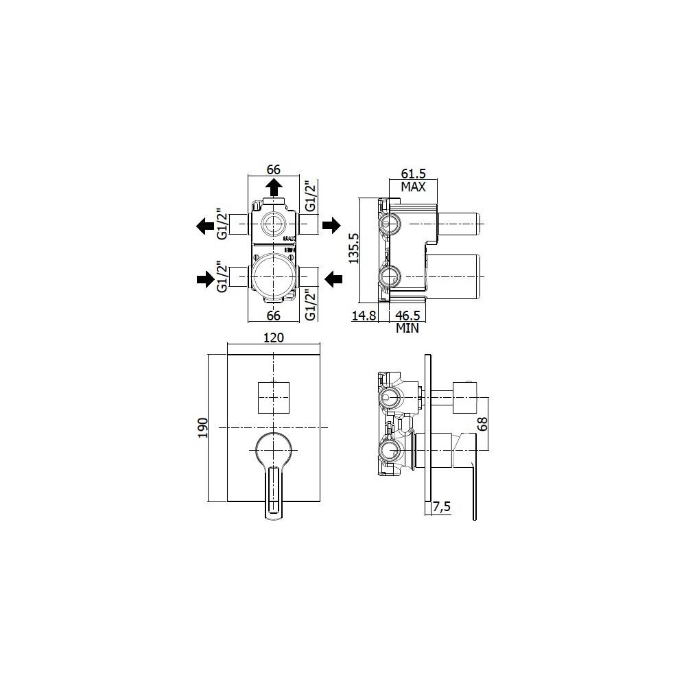  Miscelatore incasso doccia con deviatore 3 Uscite serie Ringo modello RIN019CR cromato Paffoni by CeramicStore | Lo specialista del tuo bagno