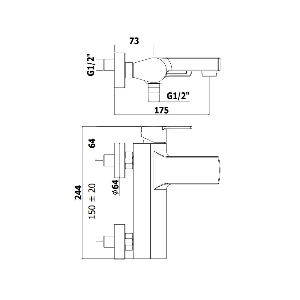  Miscelatore vasca con duplex supporto riposo serie Ringo modello RIN026CR cromo Paffoni by CeramicStore | Lo specialista del tuo bagno