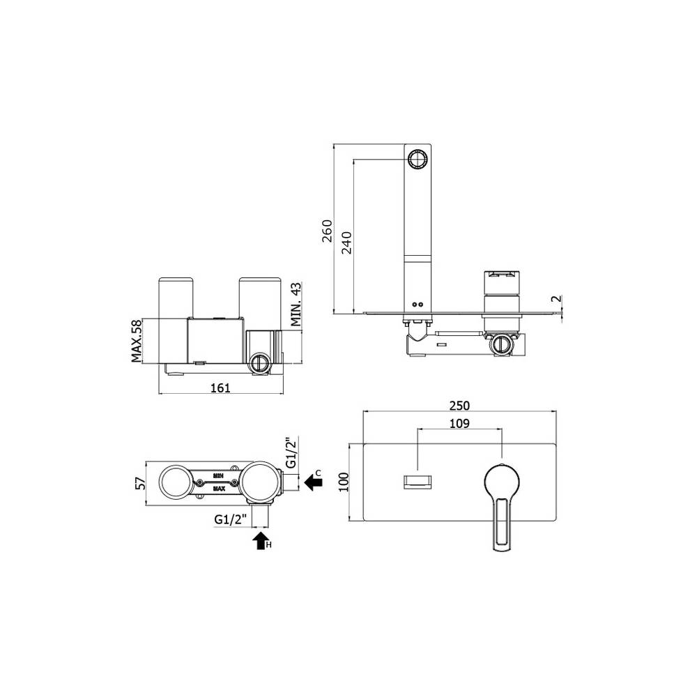  Miscelatore lavabo ad incasso 2 Fori serie Ringo modello RIN106CR cromato Paffoni by CeramicStore | Lo specialista del tuo bagno