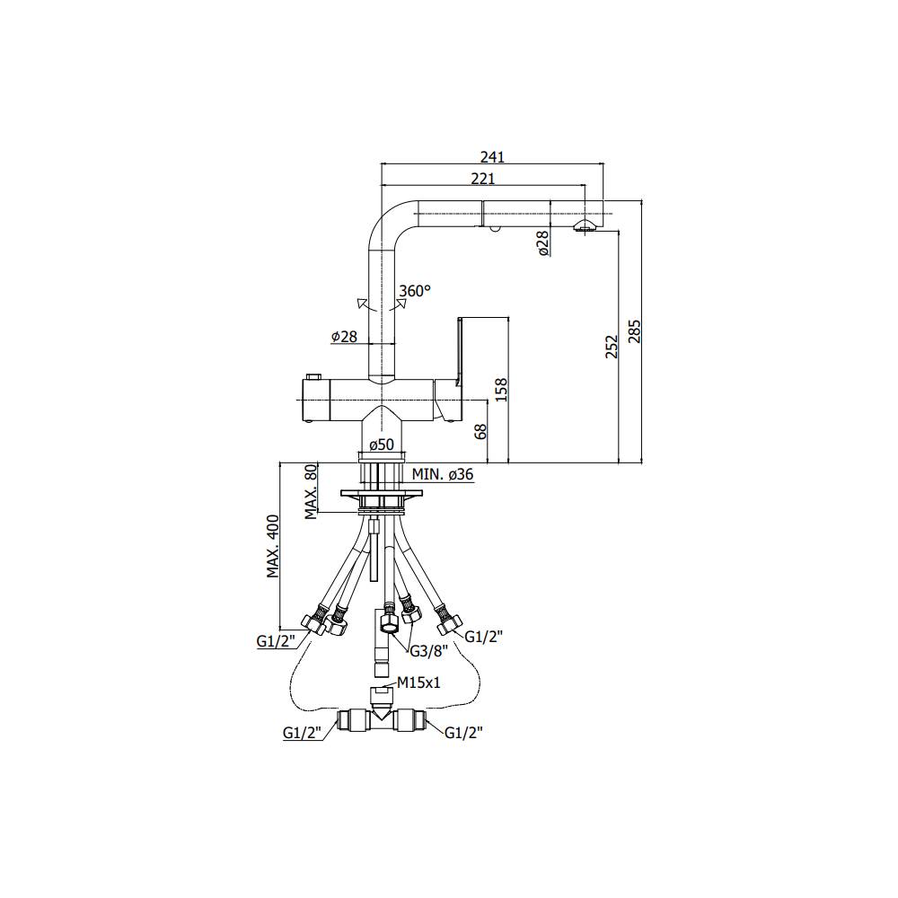  Miscelatore lavello con doccia estraibile 2 getti serie Ringo modello RIN295CR-MET cromo Paffoni by CeramicStore | Lo specialista del tuo bagno