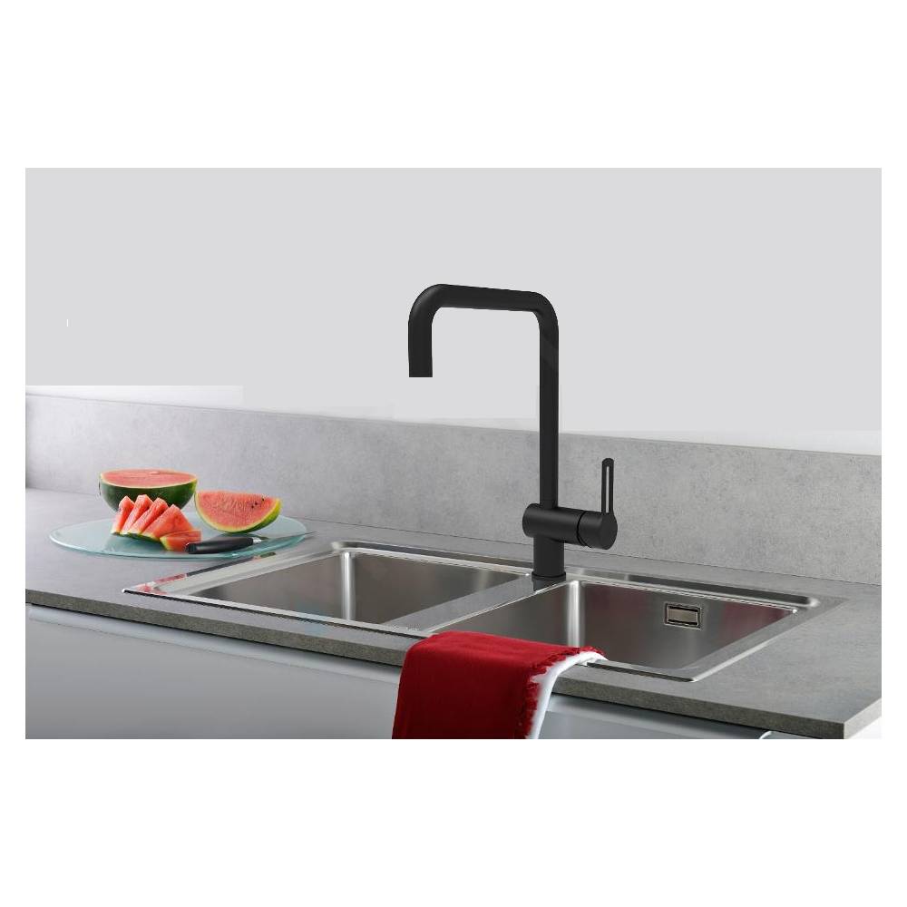  Miscelatore lavello canna tubo 2 Pieghe serie Ringo modello RIN980NO nero opaco Paffoni by CeramicStore | Lo specialista del tuo bagno