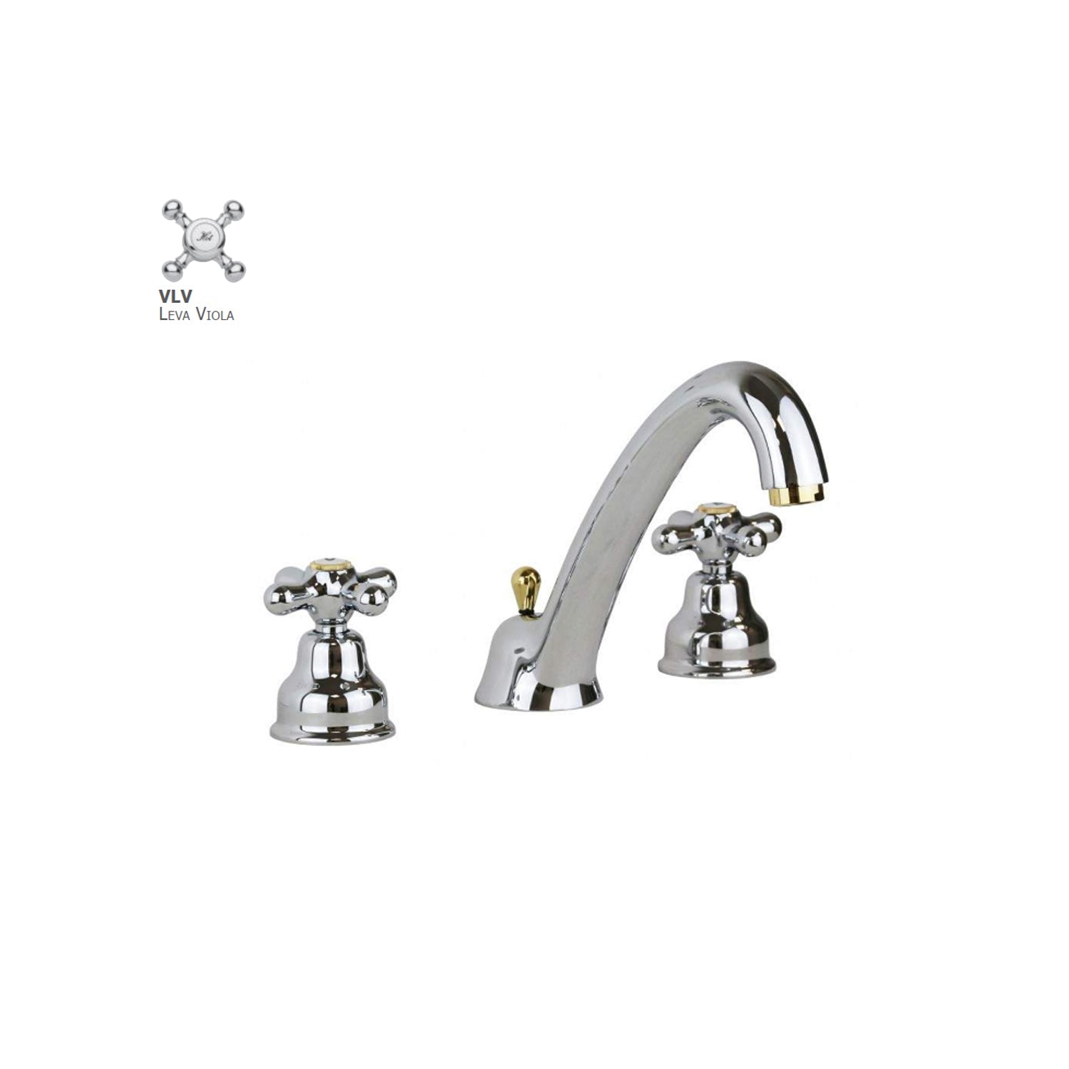 Batteria lavabo a 3 fori con scarico automatico Paffoni serie Viola - Cromo/Gold finish by CeramicStore | Lo specialista del tuo bagno