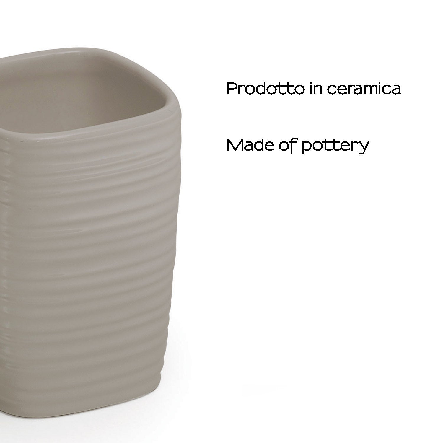  Portaspazzolini in ceramica Gedy serie Kelly - Tortora chiaro