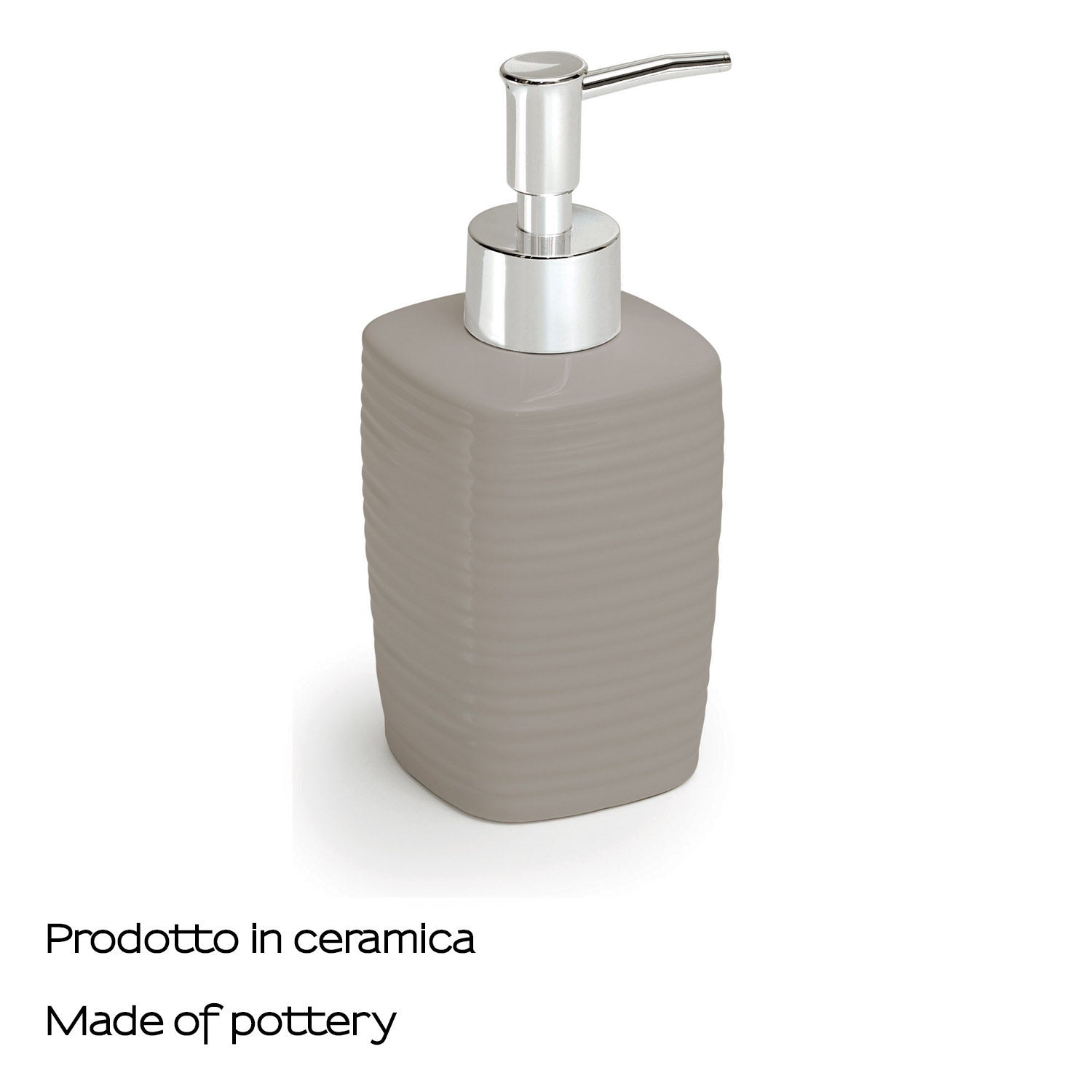  Dosasapone in ceramica con erogatore cromato Gedy serie Kelly - Tortora Chiaro