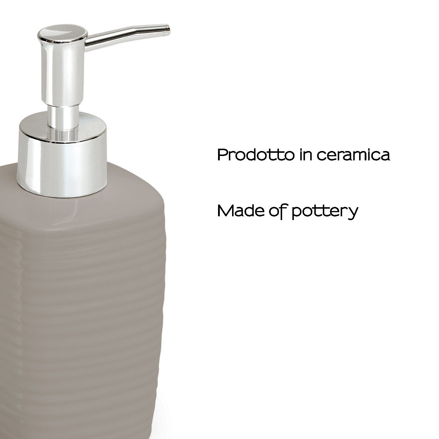  Dosasapone in ceramica con erogatore cromato Gedy serie Kelly - Tortora Chiaro