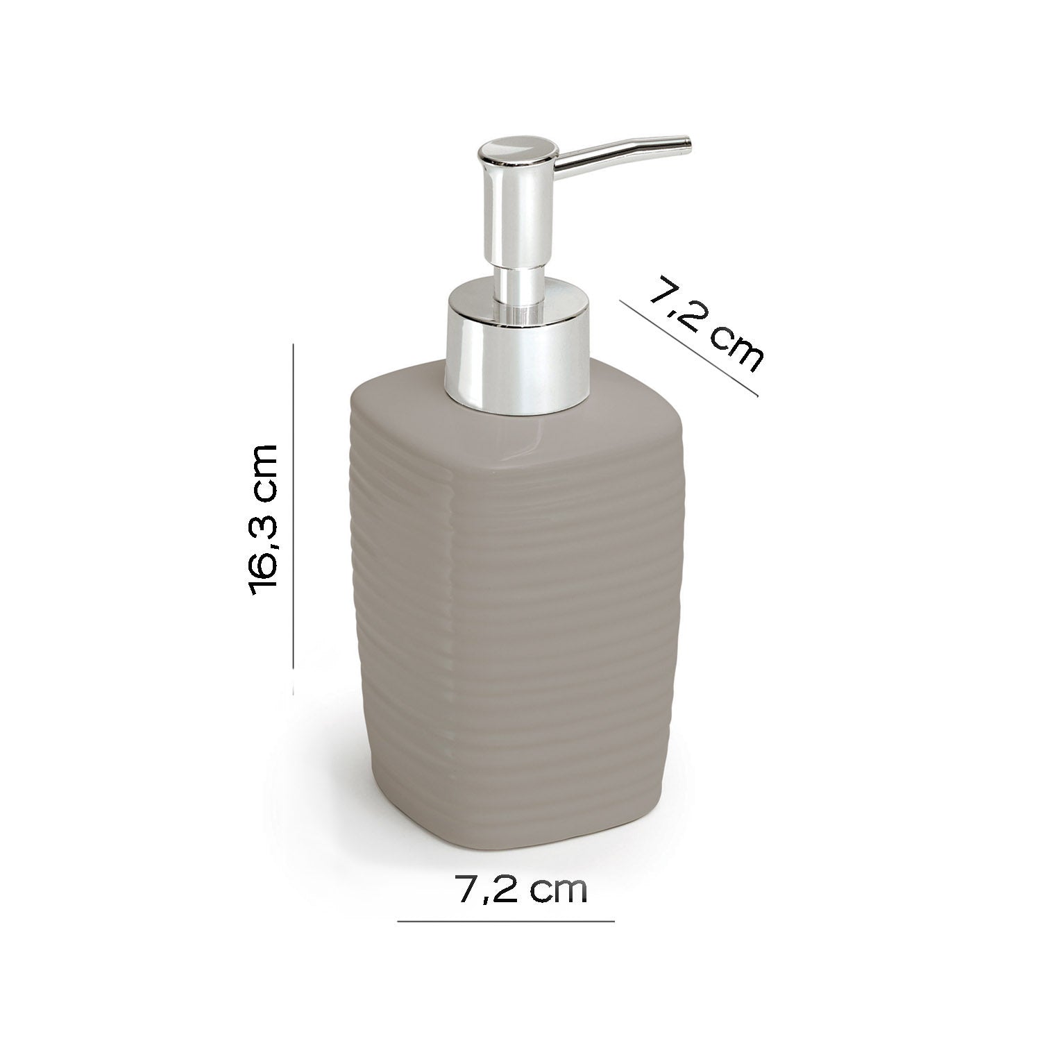  Dosasapone in ceramica con erogatore cromato Gedy serie Kelly - Tortora Chiaro